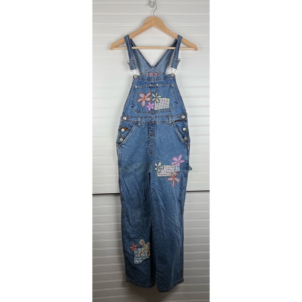 Vintage Revolt Y2K Groovy Flower Embroidered Denim Overalls